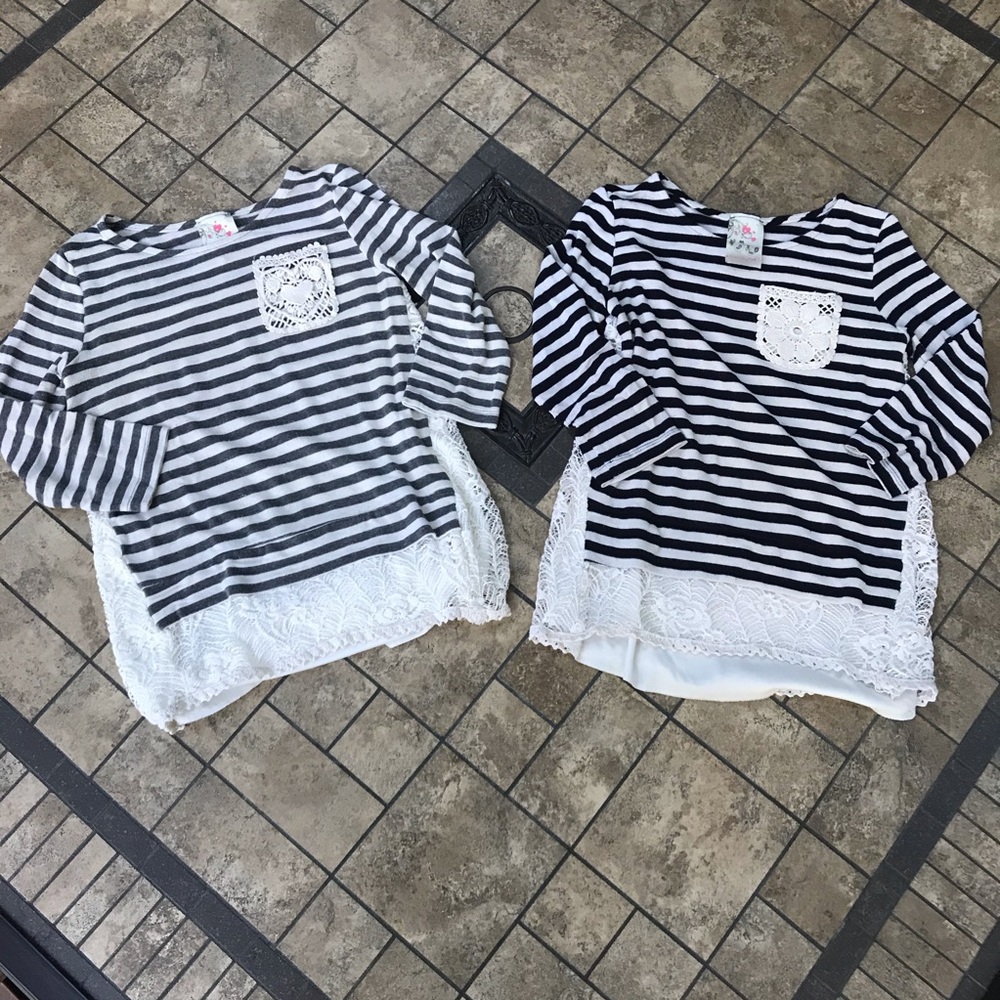2 Jenna & Jessie Striped Lace Shirts